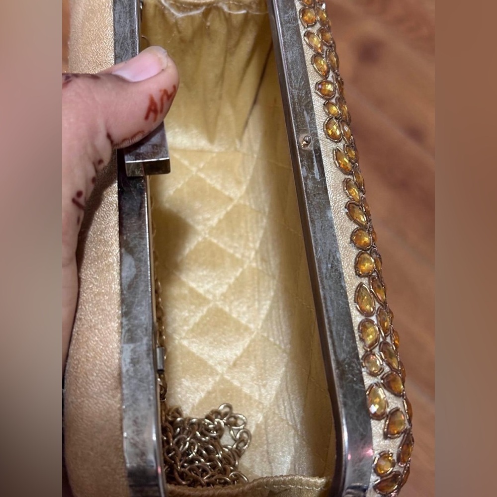 Embellished Gold Bead Evening Clutch - Picture 2 of 4